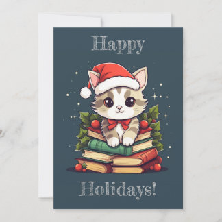Cartão De Festividades Livro de Férias Gato
