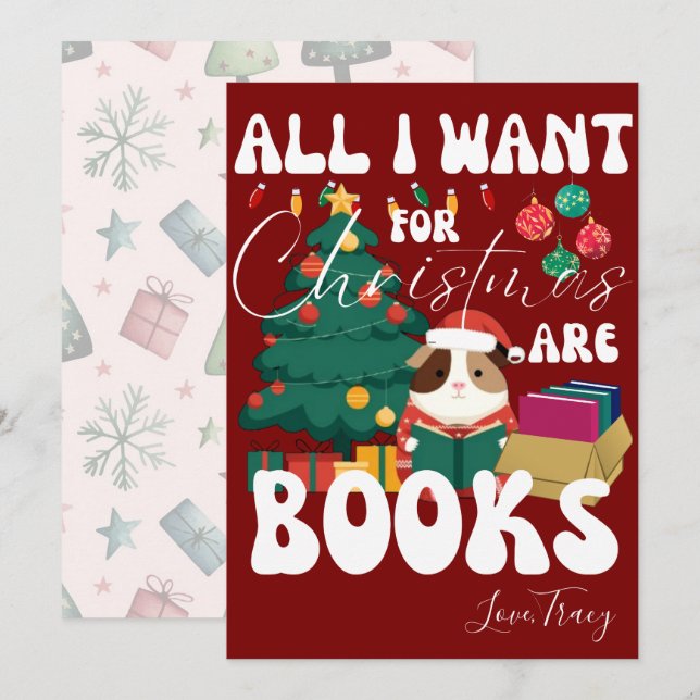 Cartão De Festividades Livro De Leitura Do Porco-Guiné Abaixo Da Árvore D (Frente/Verso)