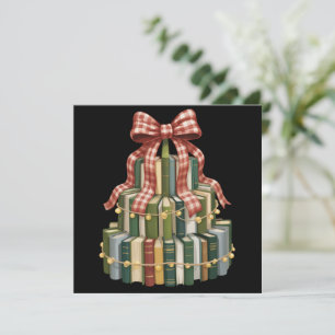 Cartão De Festividades Livro de Natal Árvore de Natal Livro Professor Lei