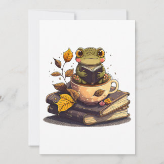 Cartão De Festividades Livros De Leitura De Sapos Que Amam O Café