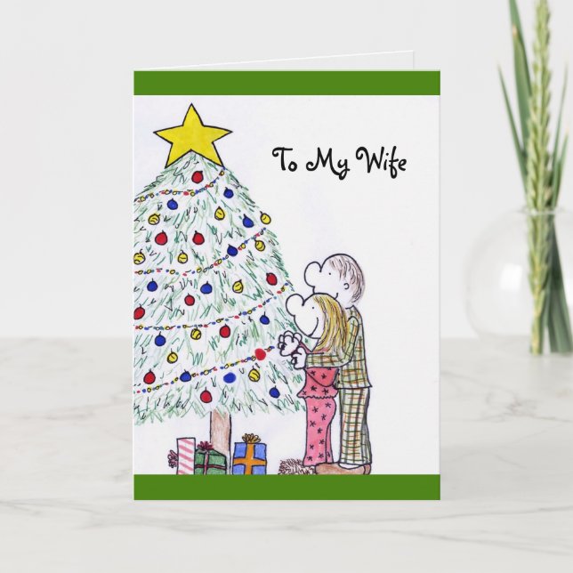 Cartão De Festividades Lizzy's People Merry Christmas To My Wife Card (Frente)