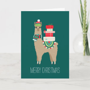 Cartão De Festividades Llama de Natal Festivo Foto Personalizada