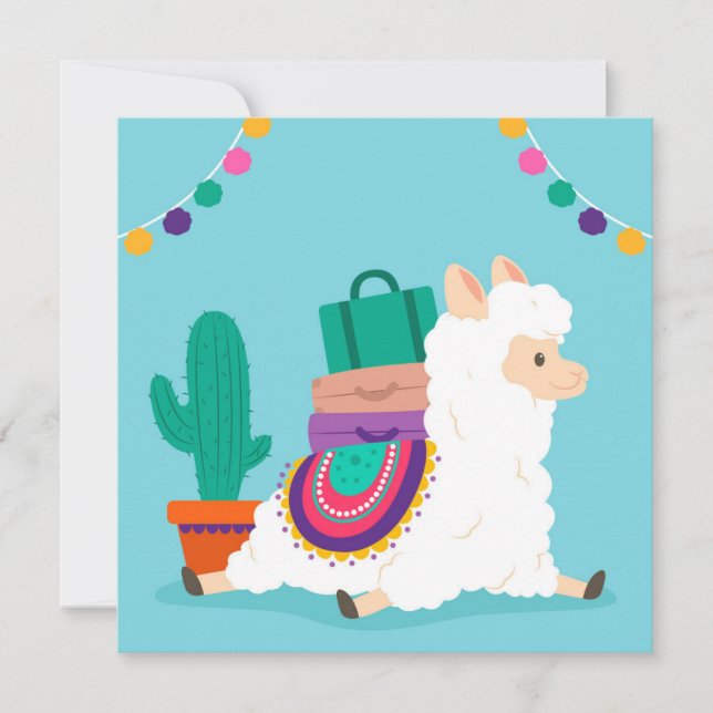 Cartão De Festividades Llama Holiday Card (Frente)
