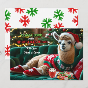 Cartão De Festividades Llama Love Christmas Hugs Personalizado