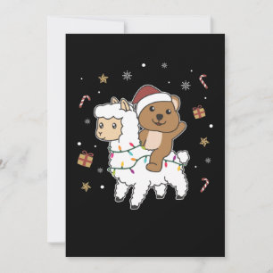 Cartão De Festividades Llama Quokka Natal Neve Animais de Inverno