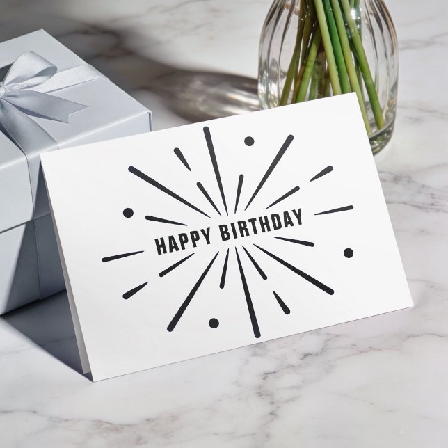 Cartão De Festividades Logo Simple Black White Corporate Birthday Card (Criador carregado)