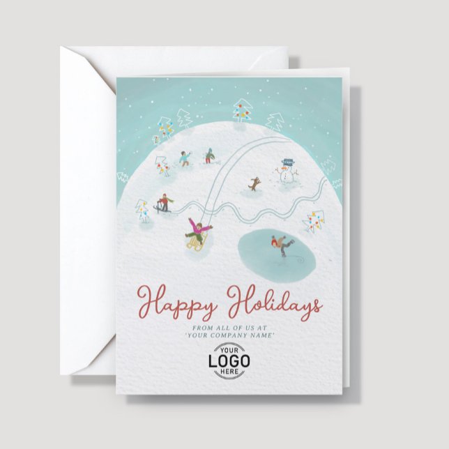 Cartão De Festividades Logo Whimsical Fun Winter Joy Hand Drawn Business (Criador carregado)