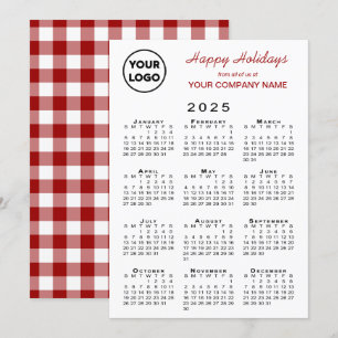 Cartão De Festividades Logotipo comercial do calendário 2025 - Red White