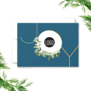 Cartão De Festividades Logotipo comercial Feliz Feriados Azul Alegria