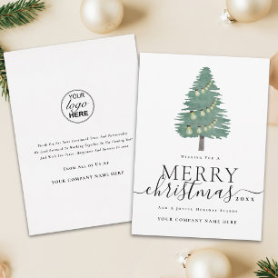 Cartão De Festividades Logotipo Corporativo Árvore de Natal Alegre & Luze