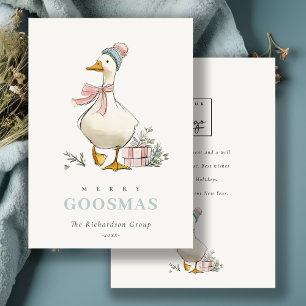 Cartão De Festividades Logotipo Corporativo do Ganso de Natal Winter Goos