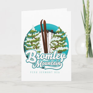 Cartão De Festividades logotipo da Bromley Mountain Peru Vermont US Ski