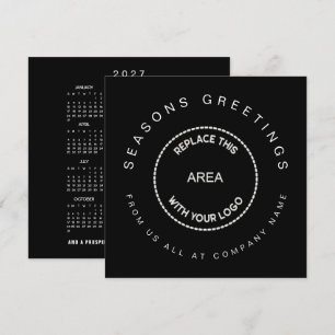 Cartão De Festividades Logotipo da Empresa Calendário 2027 Preto Natal