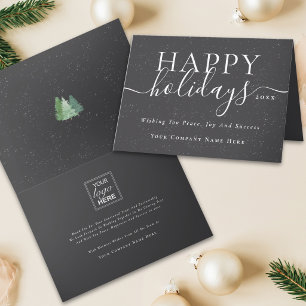 Cartão De Festividades Logotipo da Empresa de Natal com Script Moderno e 