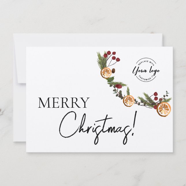 Cartão De Festividades Logotipo da Foliage de Natal Merry (Frente)