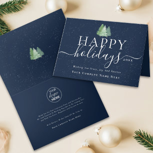 Cartão De Festividades Logotipo de Árvores de Natal Modernas Azul Negócio