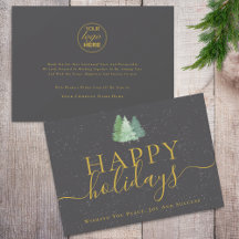 Logotipo de Árvores de Natal Modernas Cinza Dourad