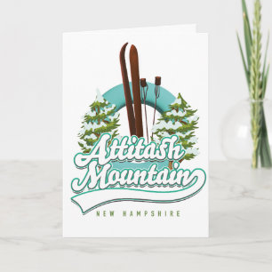 Cartão De Festividades logotipo de esqui da montanha attitash new hampshi
