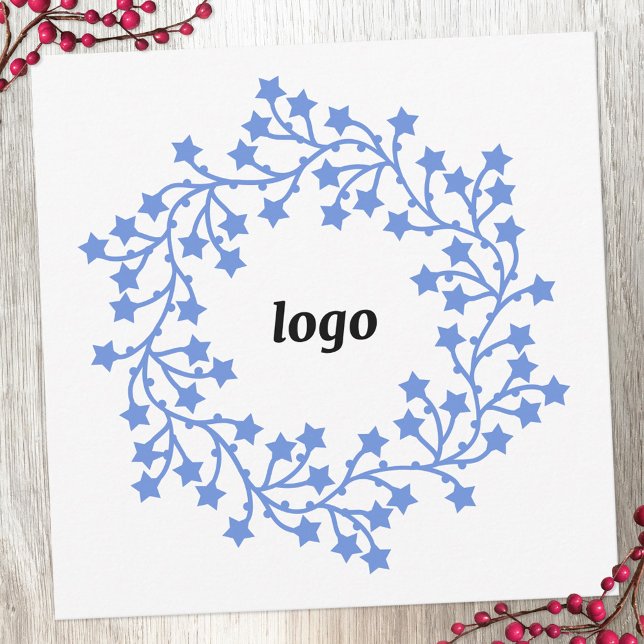 Cartão De Festividades Logotipo de linha Star Business (Logo wreath business promotional holiday card)
