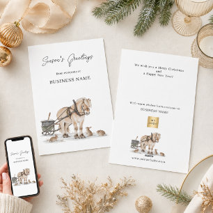 Cartão De Festividades Logotipo de Negócios de Cavalos de Fazenda Natal