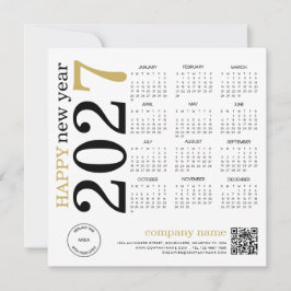 Cartão De Festividades Logotipo do Calendário 2027 Código QR Feliz Ano No