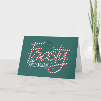 Cartão De Festividades Logotipo do Homem de Neve Frosty com Bengala de Na