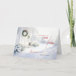 Cartão De Festividades Logotipo e Nome Comercial Casa de Inverno na Neve