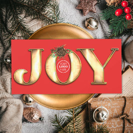Cartão De Festividades Logotipo Empresarial Alegria Metálico Dourado E Pi