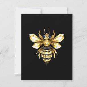 Cartão De Festividades Logotipo Faux Gold Foil Polygonal da Abelha em Pre