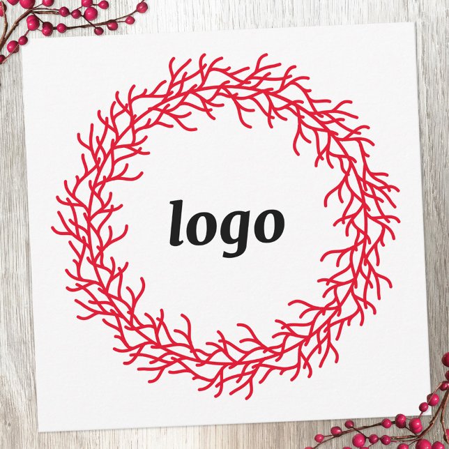 Cartão De Festividades Logotipo Festivo Red Wreath Business (Logo wreath business promotional holiday card)
