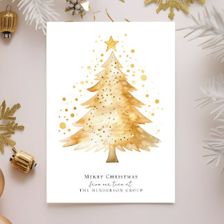 Cartão De Festividades Logotipo Moderno de Empresa Árvore de Natal Alegre