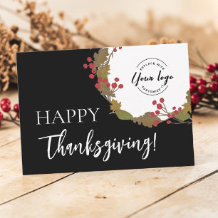 Cartão De Festividades Logotipo personalizado de Ação de Graças feliz