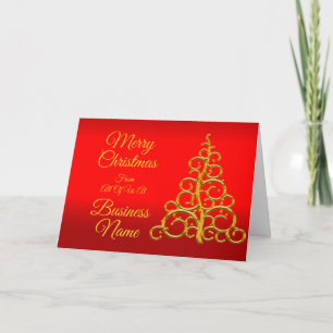 Cartão De Festividades Logotipo Promo comercial Árvore vermelha e amarel