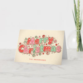 Cartão De Festividades Loja de Doces Roteiro Retro Feliz Natal