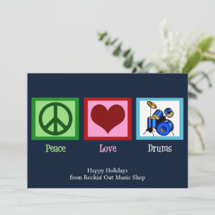 Cartão De Festividades Loja de Música Personalizada Paz Amor Tambores Nat