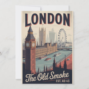 Cartão De Festividades Londres Inglaterra Paisagem Urbana Retrô Viagem