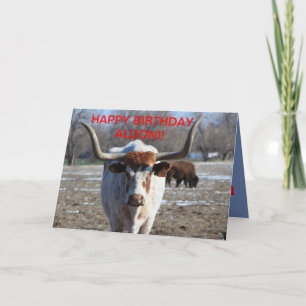 Cartão De Festividades Long Horn Cow Birthday Card