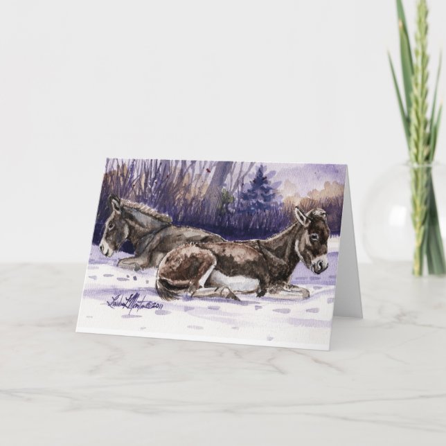 Cartão De Festividades Long Winter's Nap Burro Blank Card (Frente)
