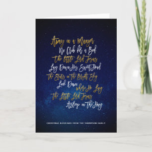 Cartão De Festividades Longe de um Dourado Maneiro White Script Christmas