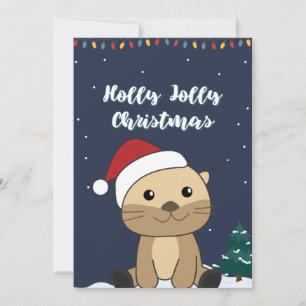 Cartão De Festividades Lontra Natal Neve Animais de Inverno Lontra Feriad