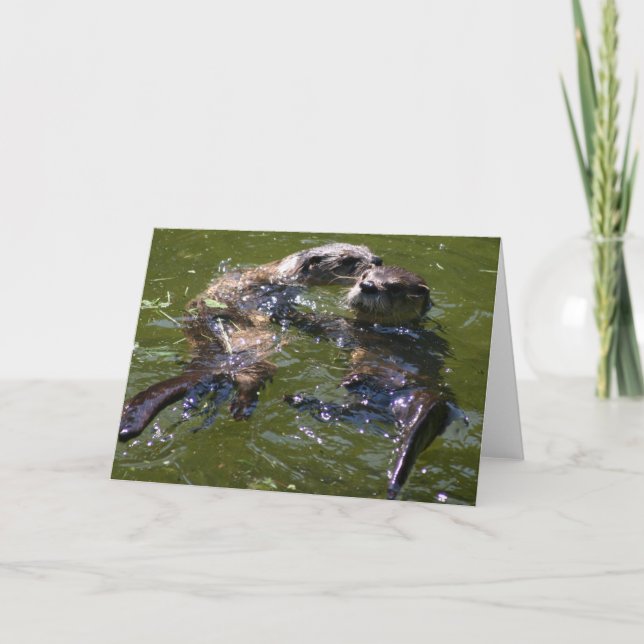 Cartão De Festividades Lontras alegres de Olly (Frente)