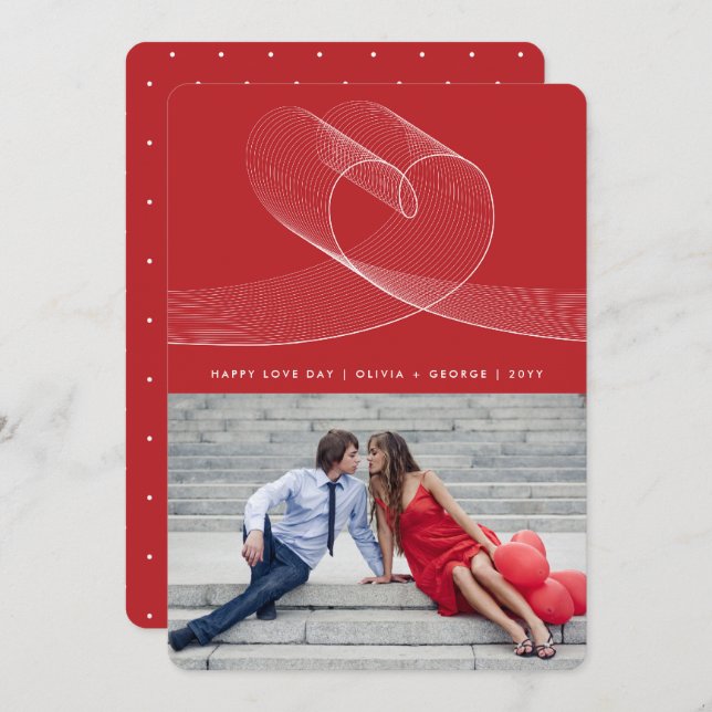 Cartão De Festividades Loopy Love Lines Heart Simple Valentine Day Photo (Frente/Verso)
