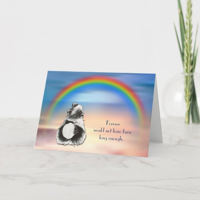 Cartão De Festividades Loss of Black Pomeranian Dog Rainbow Sympathy Card (Frente)