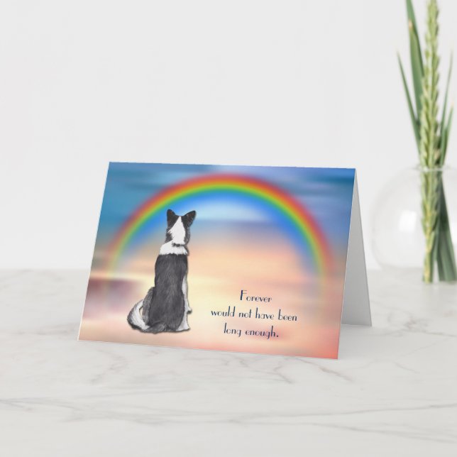 Cartão De Festividades Loss of Border Collie Rainbow Sympathy Card (Frente)