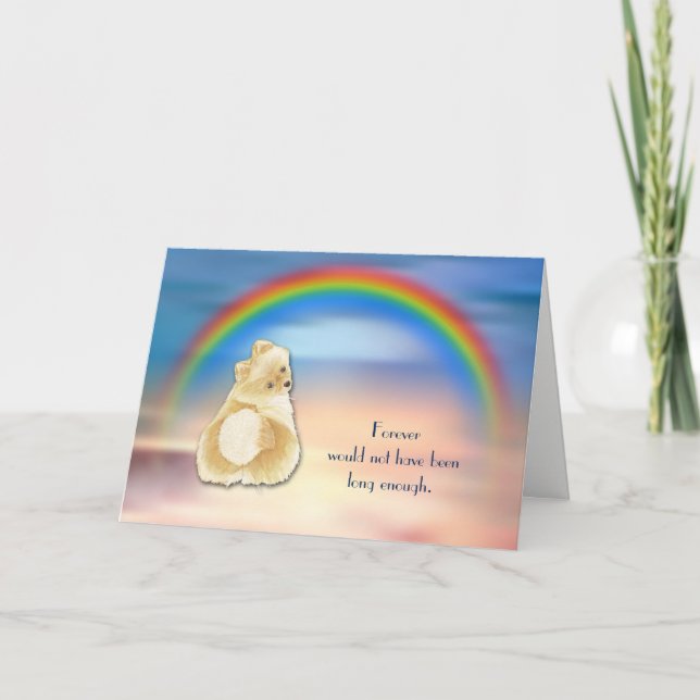 Cartão De Festividades Loss of Pomeranian Dog Rainbow Sympathy Card (Frente)