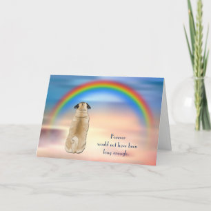 Cartão De Festividades Loss of Pug Rainbow Sympathy Condolence Card