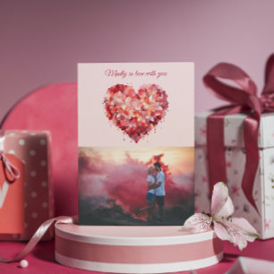 Cartão De Festividades Louca de Amor Coração Floral Foto Personalizad