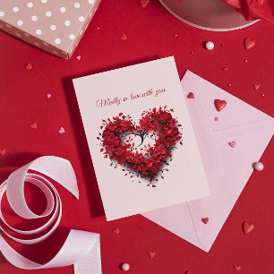 Cartão De Festividades Louca de Amor   Coração Floral   Texto e Nome Pers