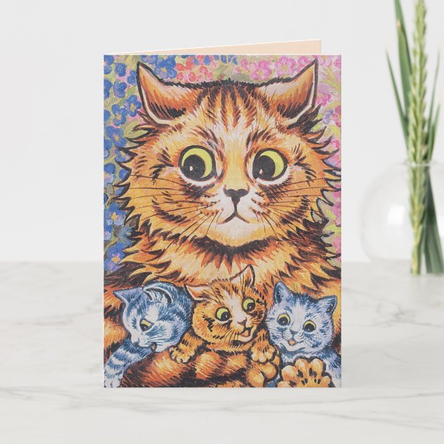 CARTÃO DE FESTIVIDADES LOUIS WAIN TODA OCASIÃO HELLO GATOS GANHANDO CARTÃ (Frente)