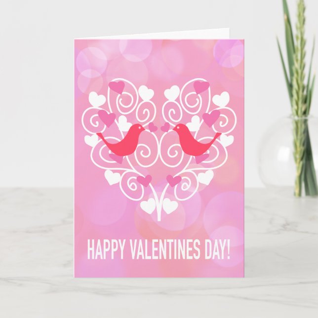 Cartão De Festividades Love Birds Valentines Day Card (Frente)